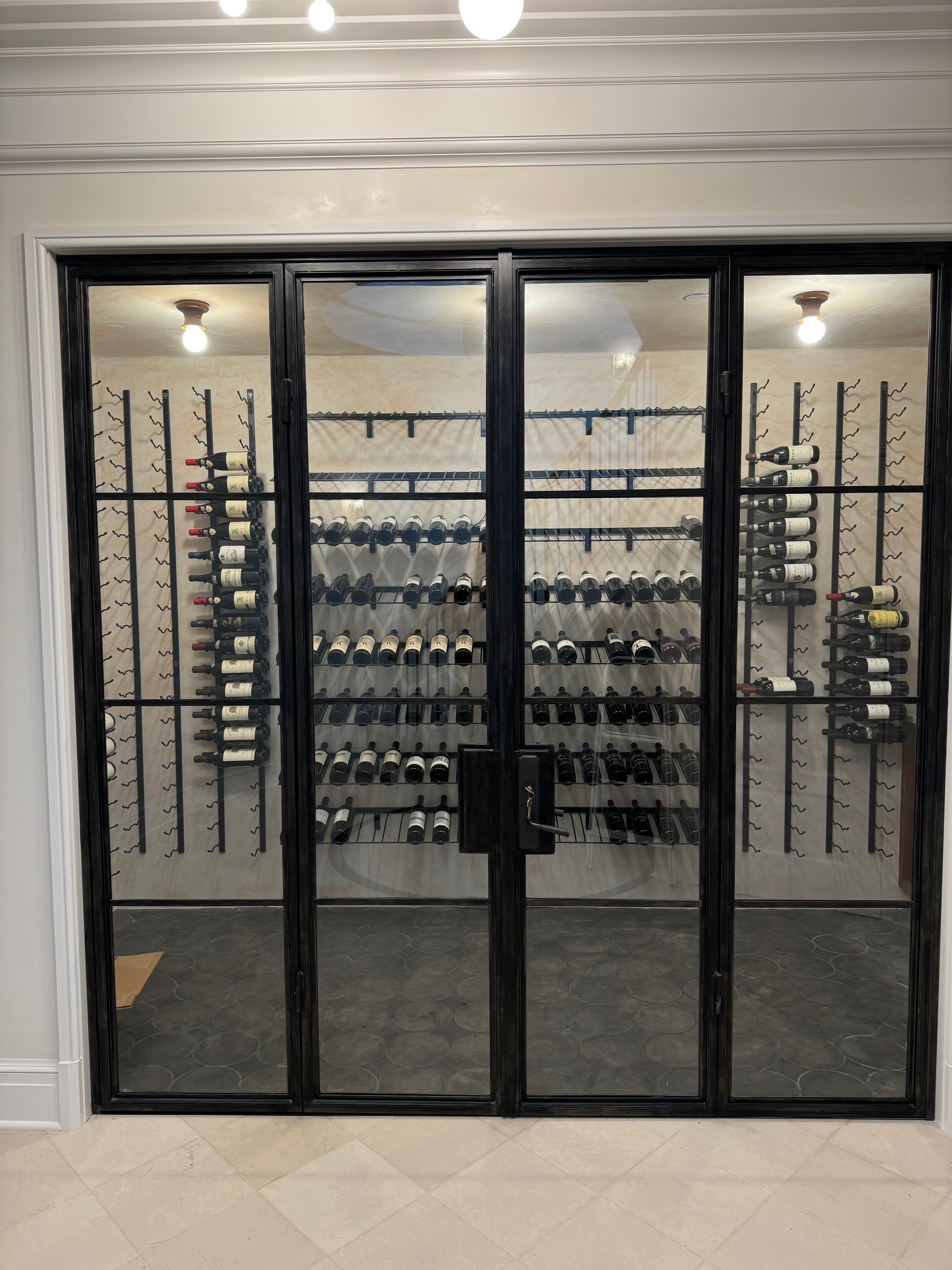 Supporting interior angle of the steel partition and surrounding room
